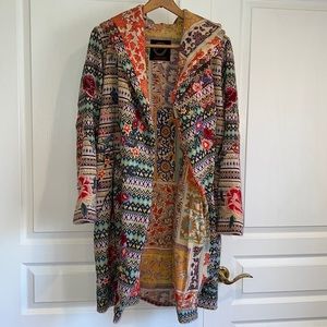 Johnny Was BIYA Embroidered Patchwork Hoodie, Cardi, Soft Lining, Oversized